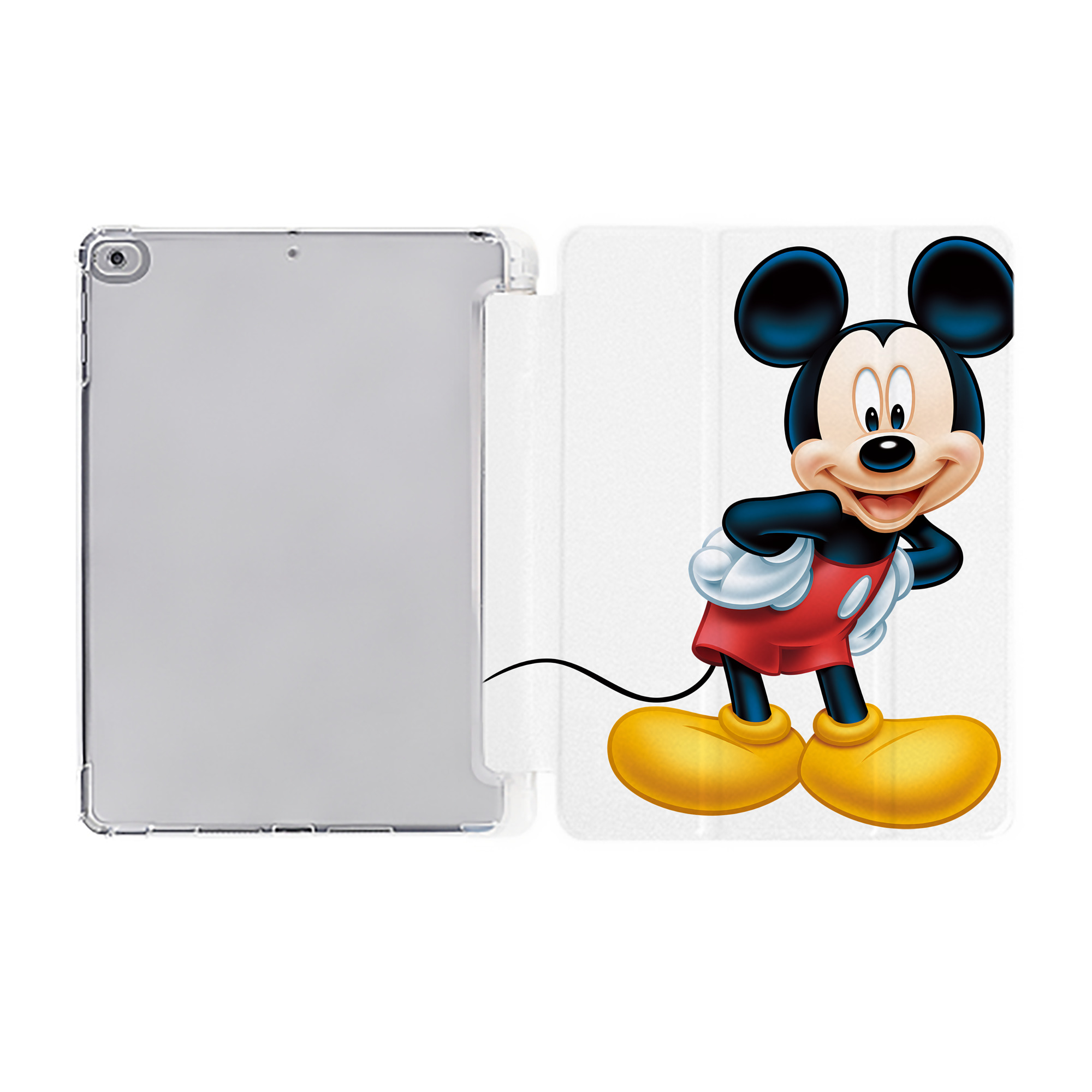 （画像用） ミッキーマウス Mickey Mouse IPad ケース ペン収納付き 三つ折りスタンド PUレザー×シリコン 対応機種9.5/10.5/10.9インチ